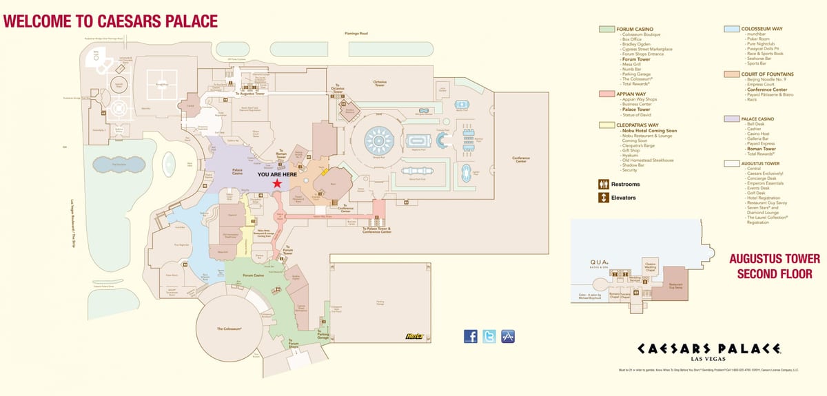 拉斯维加斯的凯撒的地图
